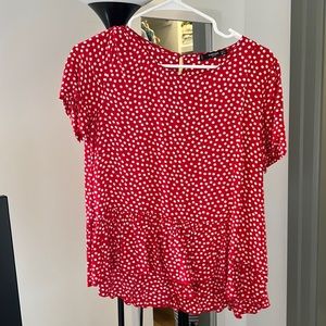 Red polka dot blouse